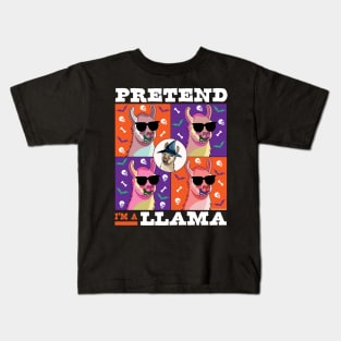 Pretend I'm a Llama Halloween Costume Lazy Easy Kids T-Shirt